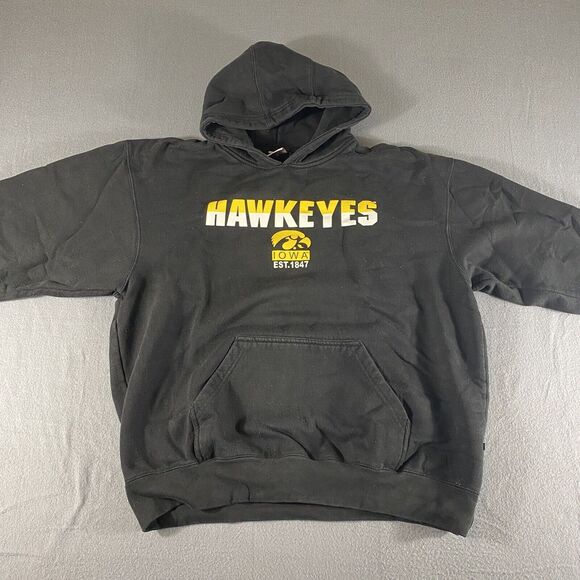 Midwest Graphics Sweater Mens XLT‎ Black NCAA Iowa Hawkeyes Hooded Football - Picture 1 of 11